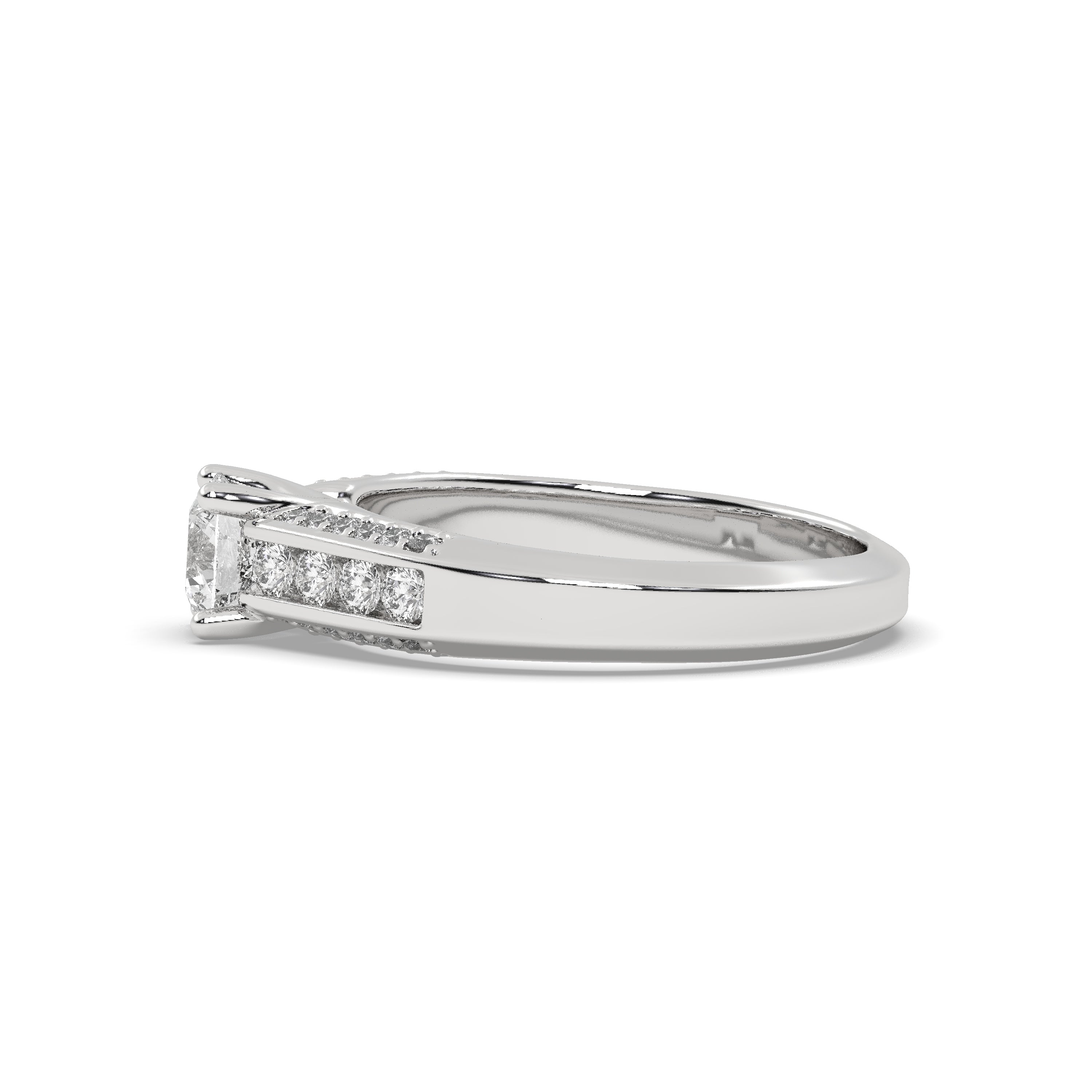 White Gold Studded 1.082 Carat Lab Grown Diamond Ring-G Color VS1 Clarity.